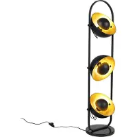 QAZQA Industriële vloerlamp zwart met goud 3-lichts - Emilienne Novo