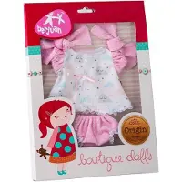 Berjuan babypop accesoire jurk meisjes 30 cm polyester roze/wit