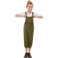 Smiffys - WW2 Little Land Girl Kinder Kostuum - Kids tm 9 jaar - Groen