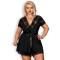 Obsessive Kimono & String - Erotische Kimono - Maat XXL - Zwart