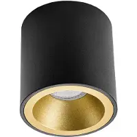 BES LED Opbouwspot GU10 - Pragmi Cliron Pro - Opbouw Rond - Mat Zwart/Goud - Aluminium - Verdiept - Ø90mm