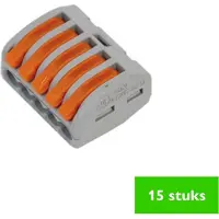 Wago lasklem hersluitbaar | 5-voudig | 1.5 - 2.5 mm² | grijs | 15 STUKS
