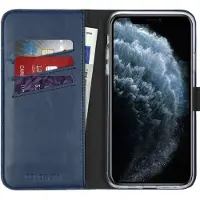 Selencia Echt Leren Bookcase voor de Apple iPhone 11 Pro Max - Blauw
