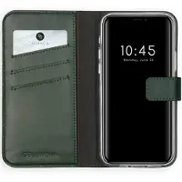 Selencia Echt Leren Bookcase voor de Apple iPhone 12 (Pro) - Groen
