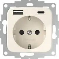 USB 2U-449382 Geaard stopcontact Aanraakbeveiliging, Met -laaduitgang IP20 Crèmewit (glanzend)