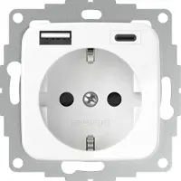USB 2U-449368 Geaarde stopcontact met verhoogde bescherming tegen aanraking, wit