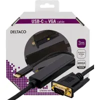 Deltaco USBC-1088-K USB-C naar VGA kabel - QWXGA 2048x1152 in 60Hz - 3 meter - Zwart