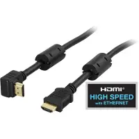 Deltaco HDMI-1020V High Speed HDMI kabel met Ethernet, 4K - Haakse aansluiting - 2 meter
