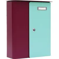 Rottner Brievenbus Splashy Bordeaux Rood met Turquoise Deur