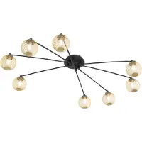 QAZQA Moderne plafondlamp zwart met goud 8-lichts - Athens Wire