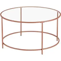 Nancy's Brighton Park Salontafel - Ronde Glazen Tafel - Ijzeren Frame - Bijzettafel - Goud / Roségoudx