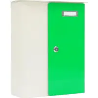 Rottner Brievenbus Splashy Wit met Neon Groene Deur