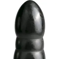 All Black Grote zwarte dildo met geribbelde textuur