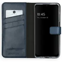 Selencia Echt Leren Bookcase voor de Samsung Galaxy A12 - Blauw