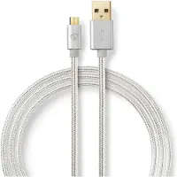 Nedis USB 2.0-Kabel voor Synchroniseren en Opladen | Verguld 1,0 m | USB A Male naar Micro-USB B Male | Vo