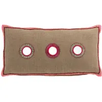 J-Line kussen rechthoekig 3 spiegelzonnen jute /roze 64x34x5cm