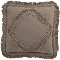 J-Line Kussen Franjevierkant Katoen Taupe