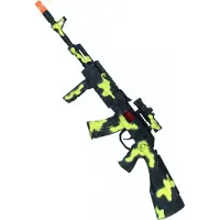Smiffys Smiffy's Speelgoed camouflage geweer Peacekeepers - 59 cm - inclusief geluid - kunststof