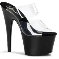 Pleaser EU 42,5 = US 12 | ADORE-702 | 7 Heel, 2 3/4 PF Slide, Two-Band Clear Straps