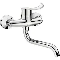 Delabie Grootkeukenmengkraan 1/2 inch 2 kraangaten temperatuurbegrenzing Chroom