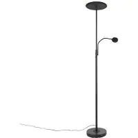 QAZQA Moderne vloerlamp zwart incl. LED dimbaar met leesarm - Strela