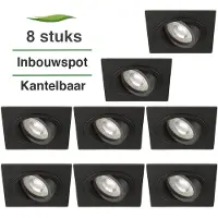Lybardo 8 Stuks Lybardo Inbouwspot LED - Inbouw armatuur Vienna - Kantelbaar - Vierkant - Zand Zwart