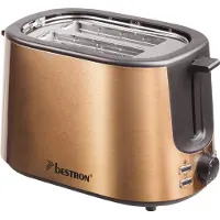 Bestron Broodrooster ATS1000CO - 1000W - 7 Bruiningsniveau's - 2 Broodsleuven voor 2 boterhammen - Koper - 5 jaar garantie