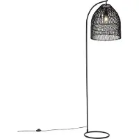 QAZQA Landelijke vloerlamp zwart met rotan - Sam