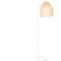 QAZQA Landelijke vloerlamp wit met rotan - Sam