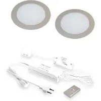 Hera FR-68 LED set van 2 inbouw spots met dimmer 24V/15W RVS-look