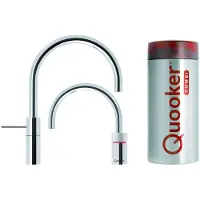 Quooker nordic round twintaps met combi + boiler chroom
