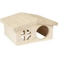Flamingo Vankeijsteren knaagdierhuis Huisje Stally hout - 19,5 x 17 x 9,5 cm