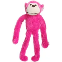 Flamingo hondenspeelgoed Wende Aap met touw – Pluche hondenspeeltje met touwkern & squeaker – Roze – 52x20x10 cm