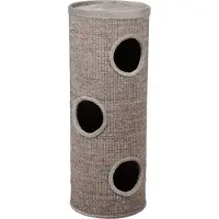 Flamingo Krabton voor katten – Krabton Greta Grijs & Naturel & Lichtbruin L – Ø38x100 cm – luxe krabmeubel met 3 verdiepingen –