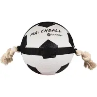 Flamingo Hondenspeelgoed – Matchball voetbal met touw – hondenspeelgoed – hondentouw – hond bal – honden bal – 50 cm – wit/zwart