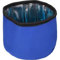 Flamingo Voerbak hond - drinkbak hond - Fresk Rond Blauw - verkoelende reis drinkpot met gelvulling - 16 cm