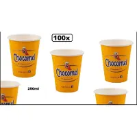 Themaparty 100x Chocomel beker karton 250 ml - choco drinken winter zomer cool bekers zuiveldrank
