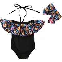 SuperCute Badpak - Halter - Bloemen - Meisje - maat 98/104
