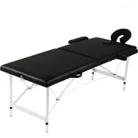 vidaXL Massagetafel met 2 zones inklapbaar aluminum frame zwart