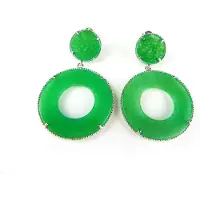 Sophie Zilveren oorbellen oorringen Model Modern Mix met ronde groene stenen