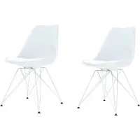 Essence Metal Stoel - Witte zitting - Wit onderstel - Set van 2