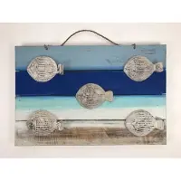 Cottoncounts 3D bord met 5 vissen 40x60 cm handgemaakt van hout