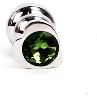 Kiotos - Buttplug geribbeld RVS Met diamant In hartvorm - groen