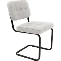 Kick Collection Buisframestoel Yves - Stof zitting - Zwart metalen sledeframe - Wit