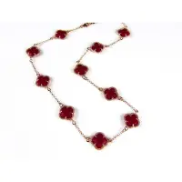 Sophie model 10 Fiori collier in zilver roze verguld 10 rode klavers