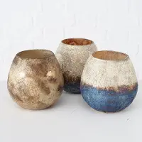 Boltze Windlicht - 3 set - Gelakt glas - Veelkleur - Handmade - 11cm