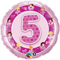 Qualatex folieballon - cijfer 5 roze - 46 cm , leeg