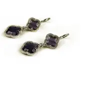 Sophie model Double Fiori klein oorringen in zilver paarse klavers