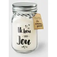 Paper Dreams Kaars - Ik hou van jou - Lichte vanille geur - In glazen pot - In cadeauverpakking met gekleurd lint