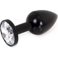 Kiotos - Zwarte Aluminium Buttplug - Wit Sierkristal